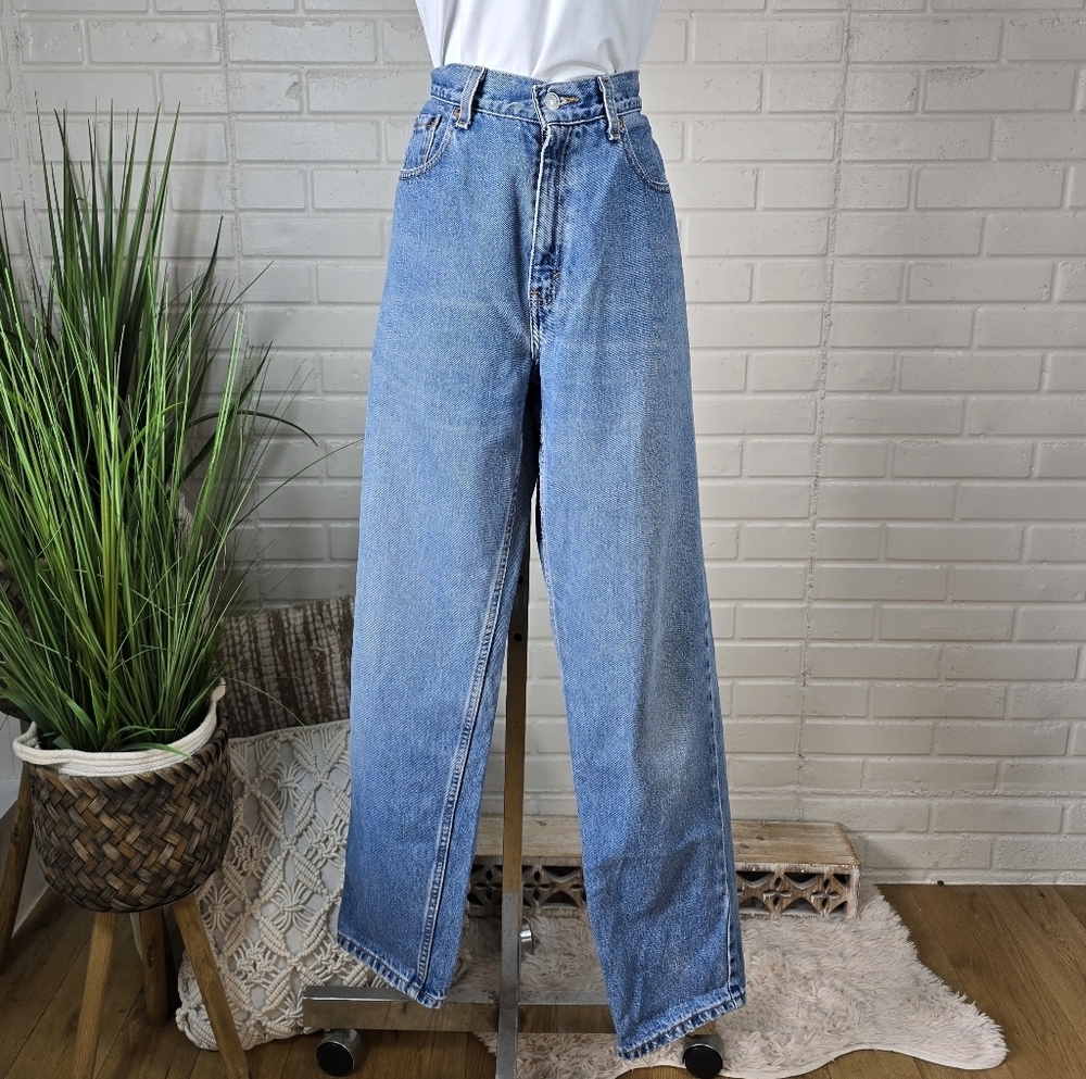 Vintage Levis 506 High Rise Loose Fit Straight Leg Blue Denim Jeans 10 Regular